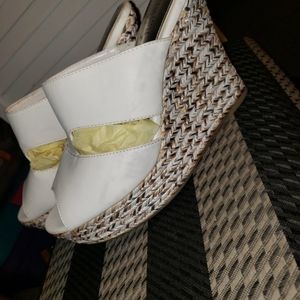 White wedged shoes